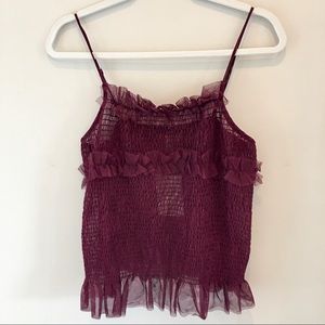 NWT ASOS Sheer Ruffle Spaghetti Strap Tank Top